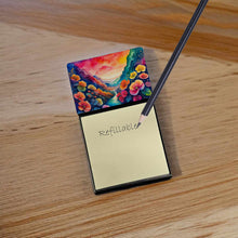 Load image into Gallery viewer, Begonias in Color Sticky Note Holder- Refiilable Desk Accessory Note Pad