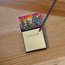 Load image into Gallery viewer, Cactus in Color Sticky Note Holder- Refiilable Desk Accessory Note Pad