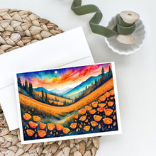 Load image into Gallery viewer, California Poppies in Color Greeting Cards -  Blank Note Cards – 8-Pack of Artist-Designed Cards with Envelopes