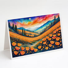 Load image into Gallery viewer, California Poppies in Color Greeting Cards -  Blank Note Cards – 8-Pack of Artist-Designed Cards with Envelopes