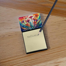 Load image into Gallery viewer, Calla Lilies in Color Sticky Note Holder- Refiilable Desk Accessory Note Pad
