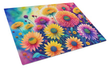 Load image into Gallery viewer, Chrysanthemums in Color Glass Cutting Boards – Durable, Decorative Kitchen Art Large