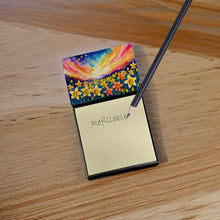 Load image into Gallery viewer, Daffodils in Color Sticky Note Holder- Refiilable Desk Accessory Note Pad