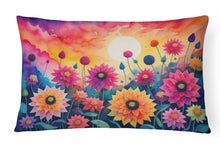 Load image into Gallery viewer, Dahlias in Color Fabric Decorative Pillow