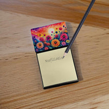 Load image into Gallery viewer, Dahlias in Color Sticky Note Holder- Refiilable Desk Accessory Note Pad