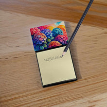 Load image into Gallery viewer, Hydrangeas in Color Sticky Note Holder- Refiilable Desk Accessory Note Pad