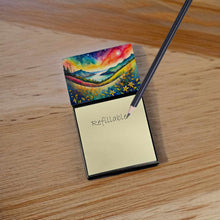 Load image into Gallery viewer, Hypericum or St. John�s Wort in Color Sticky Note Holder- Refiilable Desk Accessory Note Pad