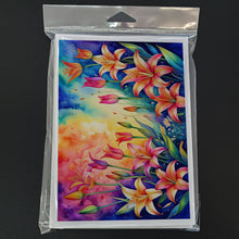 Load image into Gallery viewer, Lilies in Color Greeting Cards -  Blank Note Cards – 8-Pack of Artist-Designed Cards with Envelopes