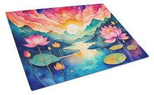 Load image into Gallery viewer, Lotus in Color Glass Cutting Boards – Durable, Decorative Kitchen Art Large