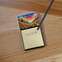 Load image into Gallery viewer, Marigolds in Color Sticky Note Holder- Refiilable Desk Accessory Note Pad