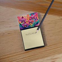 Load image into Gallery viewer, Orchids in Color Sticky Note Holder- Refiilable Desk Accessory Note Pad