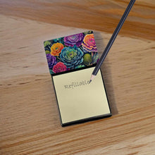 Load image into Gallery viewer, Ornamental Kale in Color Sticky Note Holder- Refiilable Desk Accessory Note Pad