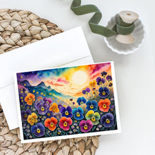 Load image into Gallery viewer, Pansies in Color Greeting Cards -  Blank Note Cards – 8-Pack of Artist-Designed Cards with Envelopes