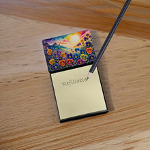 Load image into Gallery viewer, Pansies in Color Sticky Note Holder- Refiilable Desk Accessory Note Pad