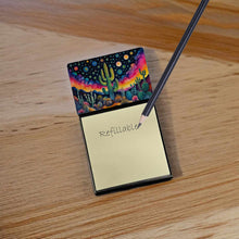 Load image into Gallery viewer, Queen of the Night Cactus in Color Sticky Note Holder- Refiilable Desk Accessory Note Pad