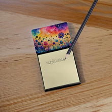 Load image into Gallery viewer, Scabiosa in Color Sticky Note Holder- Refiilable Desk Accessory Note Pad