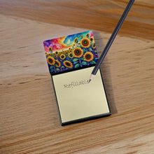 Load image into Gallery viewer, Sunflowers in Color Sticky Note Holder- Refiilable Desk Accessory Note Pad