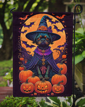 Load image into Gallery viewer, Affenpinscher Witchy Halloween Garden Flag – Witch Dog with Pumpkins, Bats &amp; Jack-o'-Lanterns