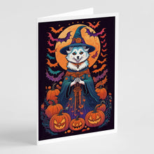 Load image into Gallery viewer, American Eskimo Witchy Halloween Greeting Cards -  Blank Note Cards – 8-Pack of Artist-Designed Cards with Envelopes