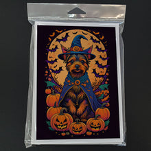 Load image into Gallery viewer, Australian Terrier Witchy Halloween Greeting Cards -  Blank Note Cards – 8-Pack of Artist-Designed Cards with Envelopes