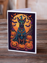 Load image into Gallery viewer, Belgian Malinois Witchy Halloween Greeting Cards -  Blank Note Cards – 8-Pack of Artist-Designed Cards with Envelopes