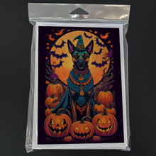 Load image into Gallery viewer, Belgian Malinois Witchy Halloween Greeting Cards -  Blank Note Cards – 8-Pack of Artist-Designed Cards with Envelopes
