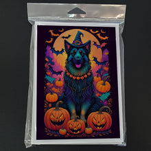 Load image into Gallery viewer, Belgian Sheepdog Witchy Halloween Greeting Cards -  Blank Note Cards – 8-Pack of Artist-Designed Cards with Envelopes