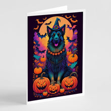 Load image into Gallery viewer, Belgian Sheepdog Witchy Halloween Greeting Cards -  Blank Note Cards – 8-Pack of Artist-Designed Cards with Envelopes