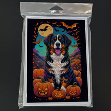 Load image into Gallery viewer, Bernese Mountain Dog Witchy Halloween Greeting Cards -  Blank Note Cards – 8-Pack of Artist-Designed Cards with Envelopes