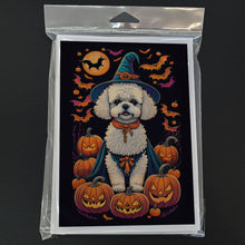 Load image into Gallery viewer, Bichon Frise Witchy Halloween Greeting Cards -  Blank Note Cards – 8-Pack of Artist-Designed Cards with Envelopes