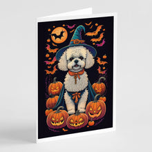 Load image into Gallery viewer, Bichon Frise Witchy Halloween Greeting Cards -  Blank Note Cards – 8-Pack of Artist-Designed Cards with Envelopes