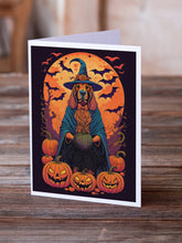 Load image into Gallery viewer, Bloodhound Witchy Halloween Greeting Cards -  Blank Note Cards – 8-Pack of Artist-Designed Cards with Envelopes
