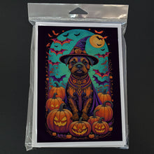 Load image into Gallery viewer, Border Terrier Witchy Halloween Greeting Cards -  Blank Note Cards – 8-Pack of Artist-Designed Cards with Envelopes