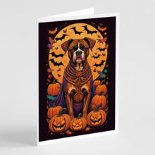 Load image into Gallery viewer, Boxer Witchy Halloween Greeting Cards -  Blank Note Cards – 8-Pack of Artist-Designed Cards with Envelopes
