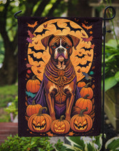 Load image into Gallery viewer, Boxer Witchy Halloween Garden Flag – Witch Dog with Pumpkins, Bats &amp; Jack-o'-Lanterns