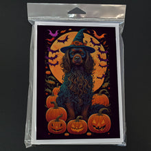 Load image into Gallery viewer, Boykin Spaniel Witchy Halloween Greeting Cards -  Blank Note Cards – 8-Pack of Artist-Designed Cards with Envelopes