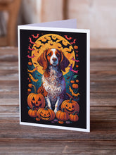 Load image into Gallery viewer, Brittany Spaniel Witchy Halloween Greeting Cards -  Blank Note Cards – 8-Pack of Artist-Designed Cards with Envelopes