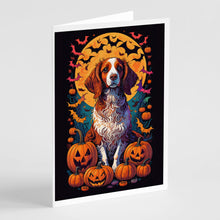 Load image into Gallery viewer, Brittany Spaniel Witchy Halloween Greeting Cards -  Blank Note Cards – 8-Pack of Artist-Designed Cards with Envelopes