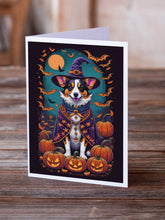 Load image into Gallery viewer, Corgi Witchy Halloween Greeting Cards -  Blank Note Cards – 8-Pack of Artist-Designed Cards with Envelopes