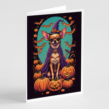 Load image into Gallery viewer, Chihuahua Witchy Halloween Greeting Cards -  Blank Note Cards – 8-Pack of Artist-Designed Cards with Envelopes