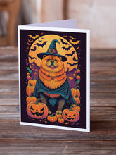 Load image into Gallery viewer, Chow Chow Witchy Halloween Greeting Cards -  Blank Note Cards – 8-Pack of Artist-Designed Cards with Envelopes