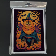 Load image into Gallery viewer, Chow Chow Witchy Halloween Greeting Cards -  Blank Note Cards – 8-Pack of Artist-Designed Cards with Envelopes