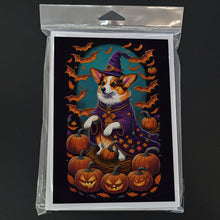 Load image into Gallery viewer, Corgi Witchy Halloween Greeting Cards -  Blank Note Cards – 8-Pack of Artist-Designed Cards with Envelopes