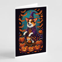 Load image into Gallery viewer, Corgi Witchy Halloween Greeting Cards -  Blank Note Cards – 8-Pack of Artist-Designed Cards with Envelopes
