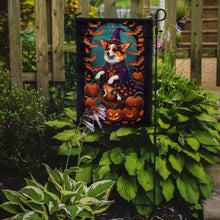 Load image into Gallery viewer, Corgi Witchy Halloween Garden Flag – Witch Dog with Pumpkins, Bats &amp; Jack-o'-Lanterns