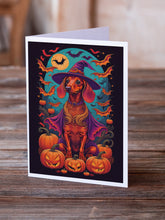 Load image into Gallery viewer, Dachshund Witchy Halloween Greeting Cards -  Blank Note Cards – 8-Pack of Artist-Designed Cards with Envelopes