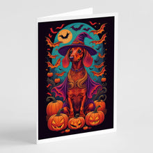 Load image into Gallery viewer, Dachshund Witchy Halloween Greeting Cards -  Blank Note Cards – 8-Pack of Artist-Designed Cards with Envelopes
