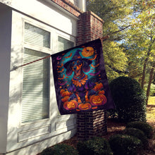 Load image into Gallery viewer, Black and Tan Dachshund Witchy Halloween House Flag