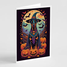Load image into Gallery viewer, Doberman Pinscher Witchy Halloween Greeting Cards -  Blank Note Cards – 8-Pack of Artist-Designed Cards with Envelopes