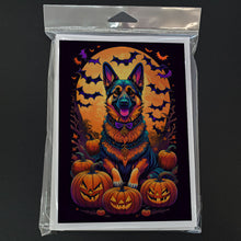 Load image into Gallery viewer, German Shepherd Witchy Halloween Greeting Cards -  Blank Note Cards – 8-Pack of Artist-Designed Cards with Envelopes